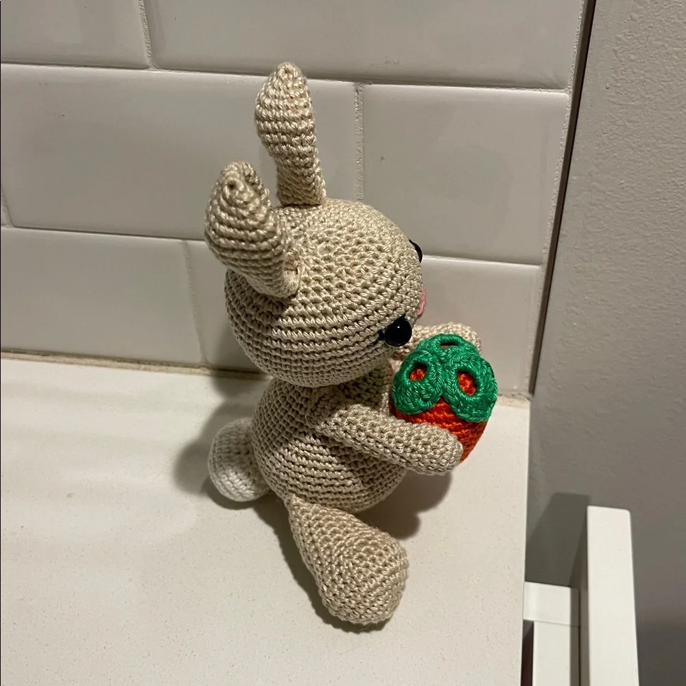 Handcrafted Spring Easter Bunny Rabbit Holiday Decor Amigurui Crochet Carrot - Picture 8 of 10